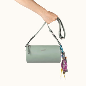 Bandolera Cilíndrica Verde Agua con Charms y Detalles Técnicos CHARMS CROSSBODY BARREL AQUA