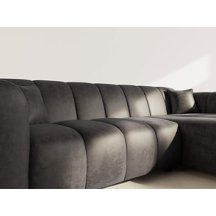 Curtis - canapé d'angle droit 4 places en simili - Noir