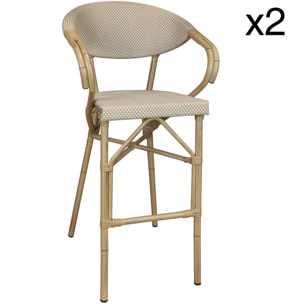 Lot de 2 fauteuils de bar extérieur en textilène beige AMALFI