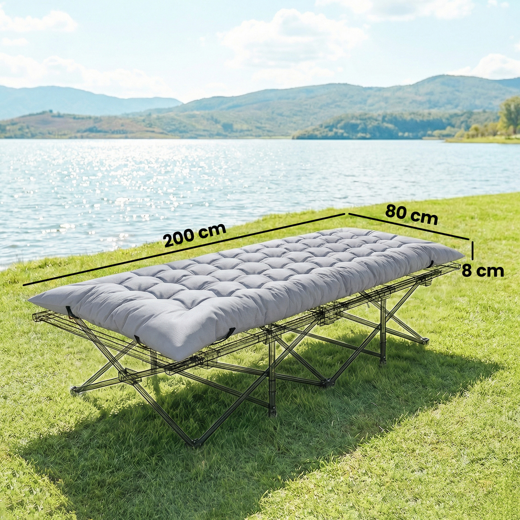 Matelas de camping pliable polyester gris clair