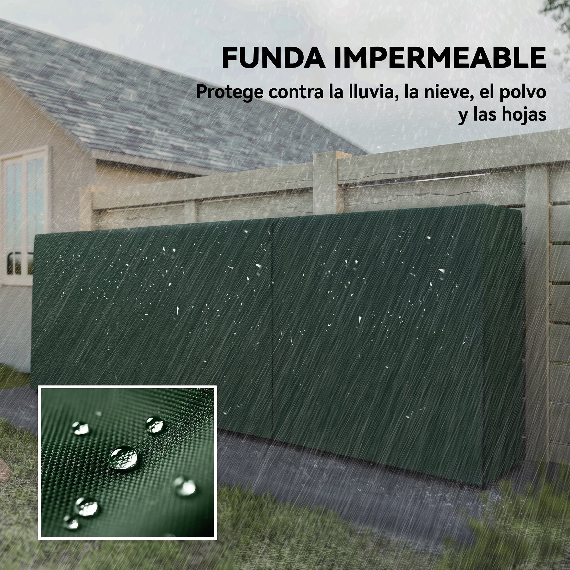 Outsunny Estante de Leña con Funda de PE, Leñero Exterior Metálico Robusto, Longitud Ajustable, Carga 300 kg, para Interior y Exterior, Jardín, Terraza, 300x36x99 cm, Verde y Negro