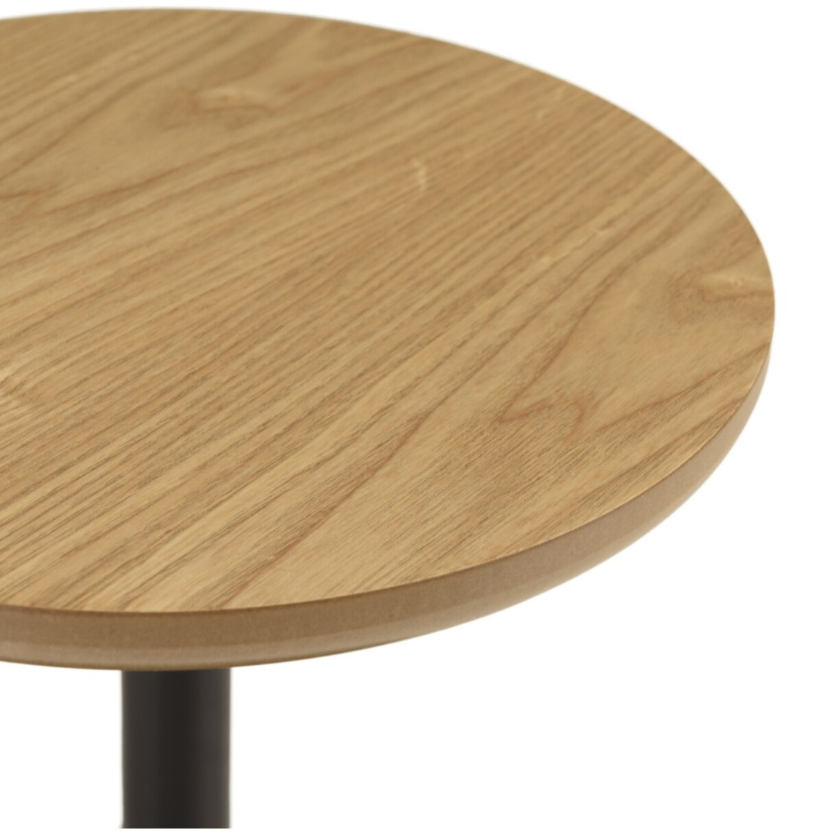 AGATHE - Table d'appoint ronde en bois couleur naturelle pied noir D35cm
