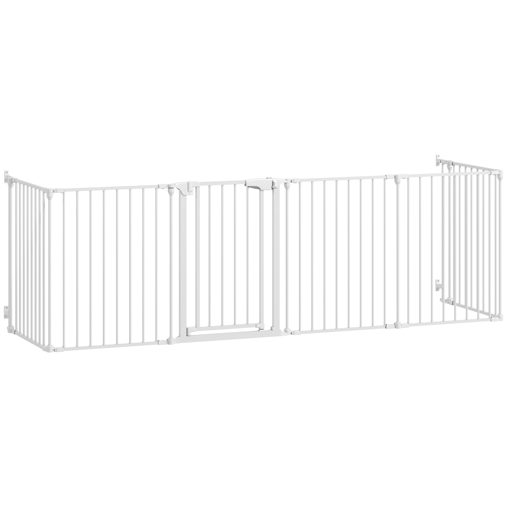 Barrière de sécurité pliable modulable max. L.366cm parc enclos 6 panneaux - porte double verrouillage - acier blanc