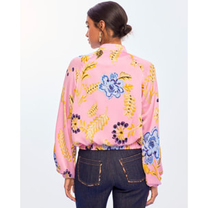 bomber in raso con stampa