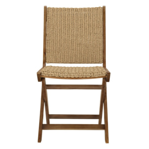 VICK - Lot de 2 chaises pliantes acacia huilé et rotin synthétique