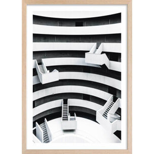 Affiche un escalier à paris Affiche + cadre en bois - Chêne