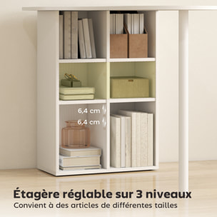 Bureau design - bureau forme organique compacte dim. 100 x 59 cm - 6 niches - acier MDF blanc