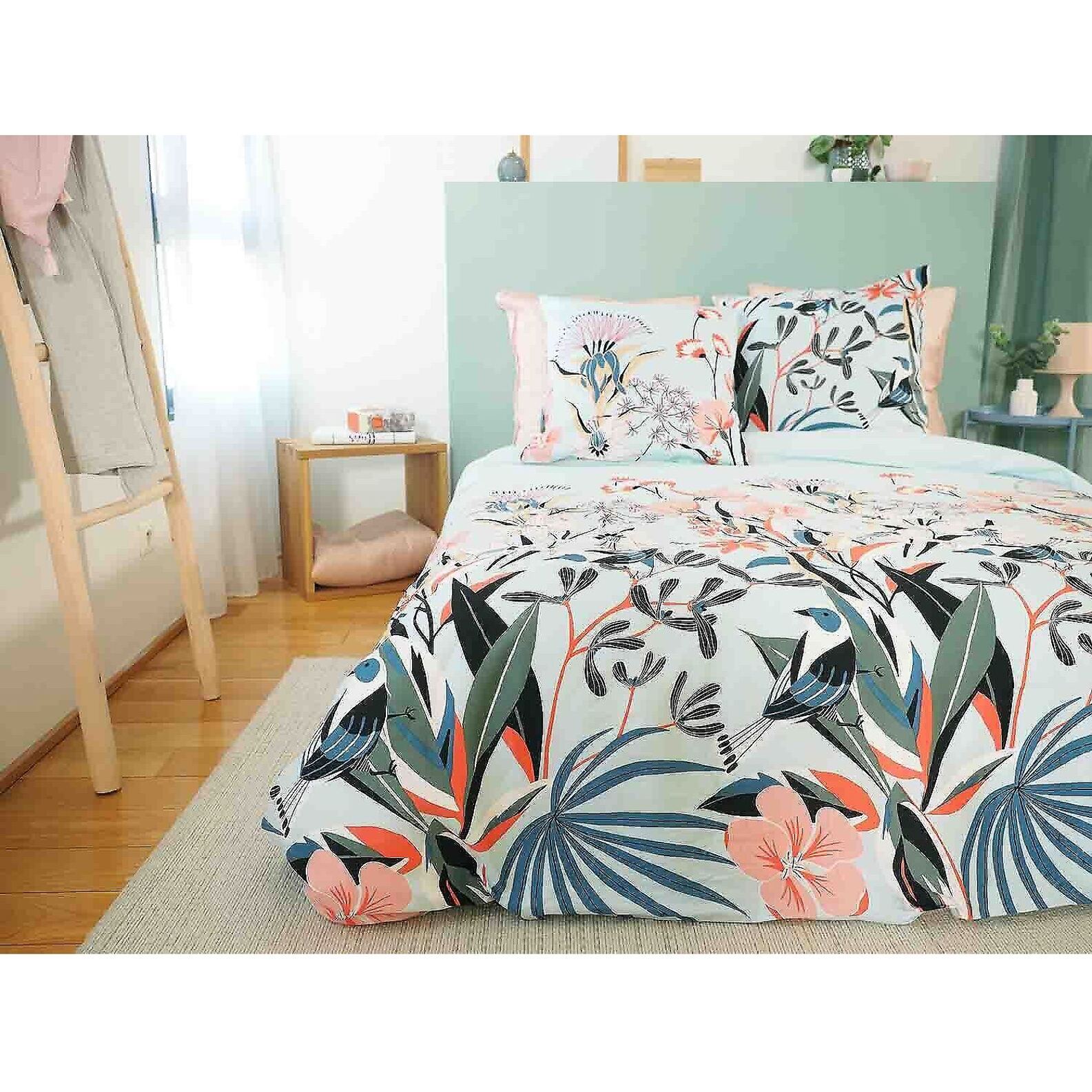 Parure Housse De Couette 3pcs 100% Satin De Coton Bio 78fils Paya