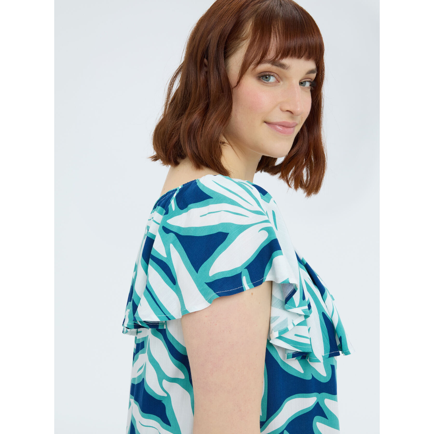 Fiorella Rubino - Vestido off shoulders con estampado - Azul