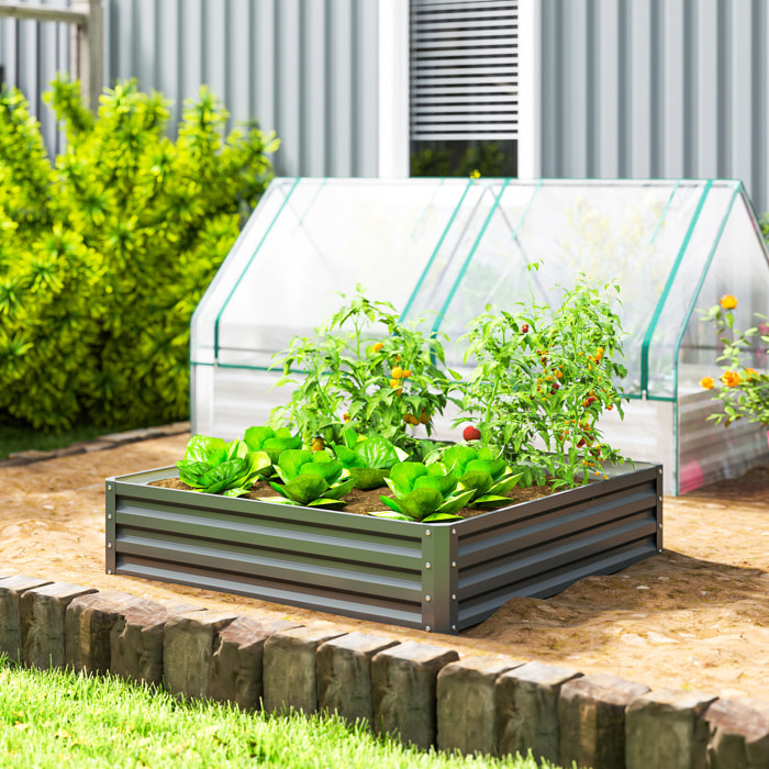 Carré potager de jardin dim. 120L x 120l x 30H cm tôle d'acier ondulée gris clair