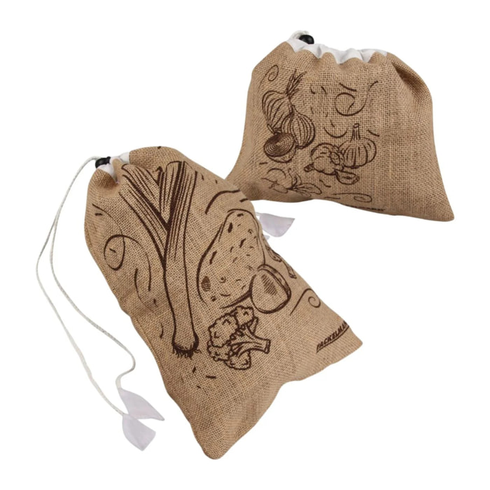 Ensemble de 2 sacs à provisions en jute Fackelmann Nature