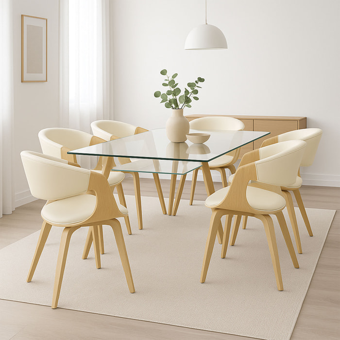 Yorkshire - Poltroncina Sedia in Legno Massello e Leatherette Bianca