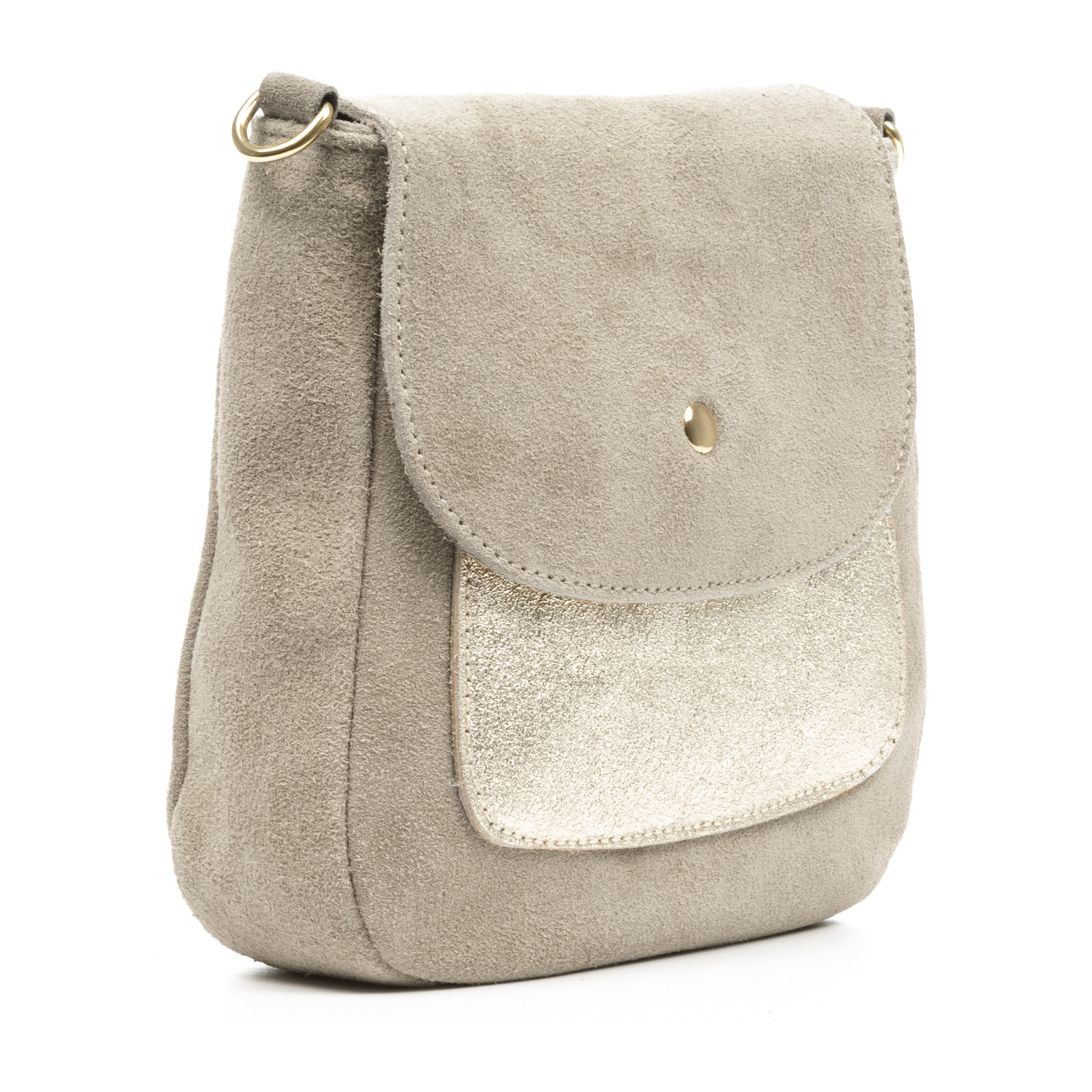 Altissimo bolso bandolera mujer. Piel auténtica Gamuza combinada con Gamuza Lacada brillante.