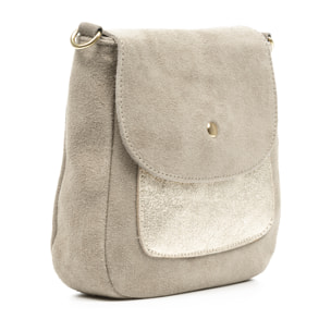 Altissimo bolso bandolera mujer. Piel auténtica Gamuza combinada con Gamuza Lacada brillante.