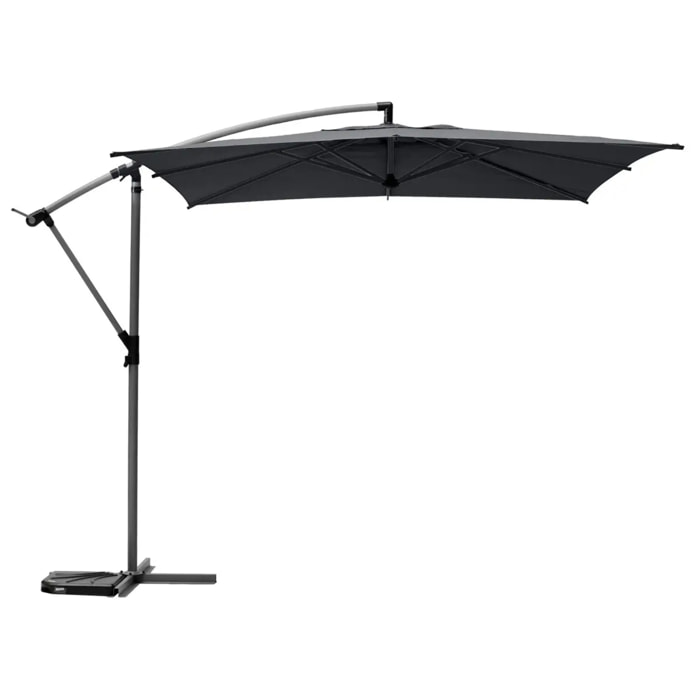 Parasol déporté carré "Manoa" ardoise D2,5x2,5m en acier