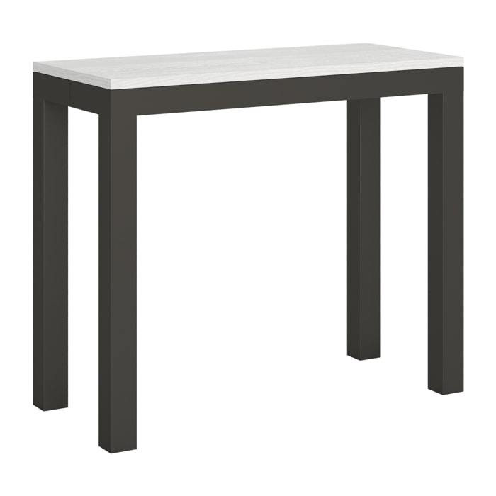 Console extensible 90x40/300 cm Everyday Evolution Frêne Blanc cadre Anthracite