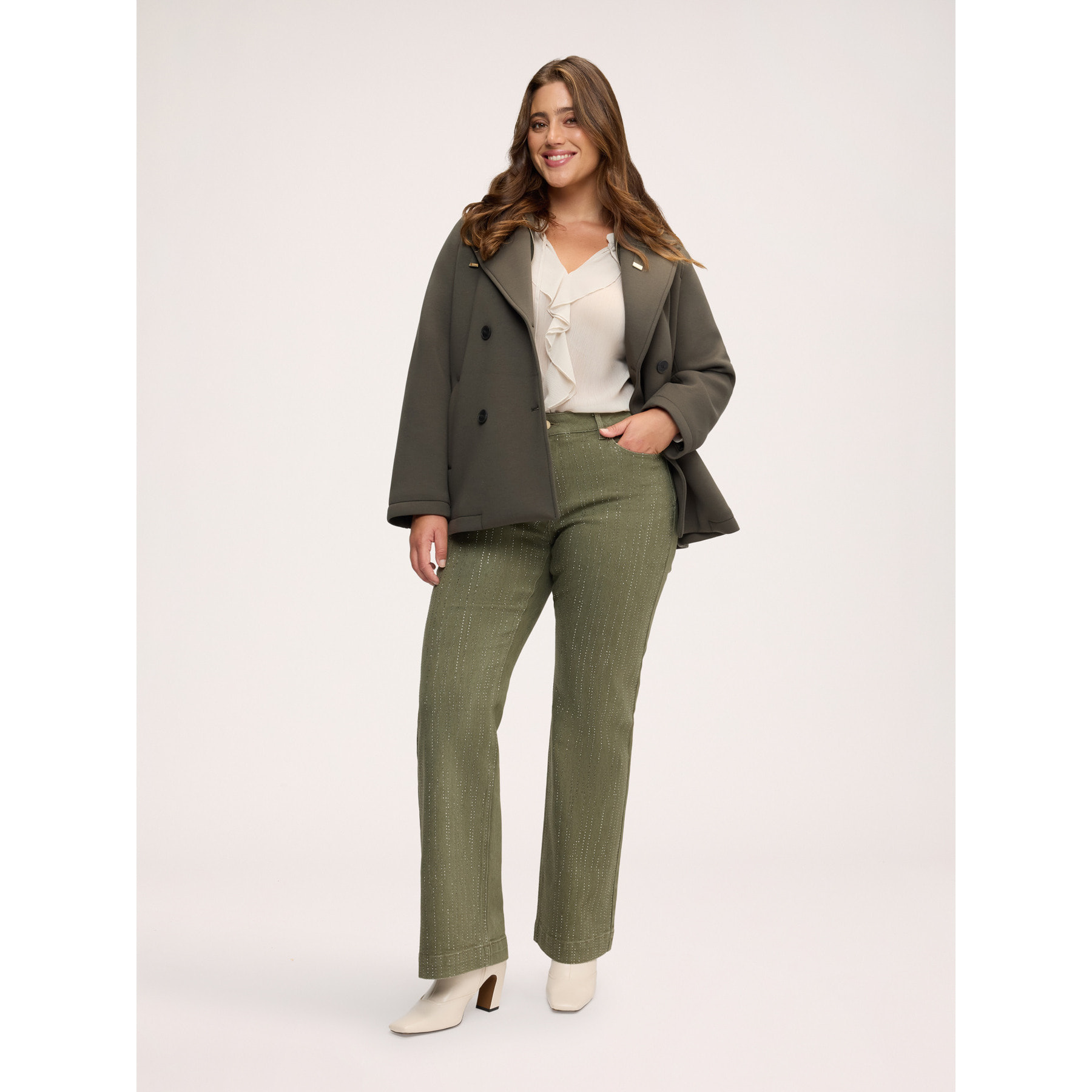 Fiorella Rubino - Pantalones Flare de denim con aplicaciones - Verde