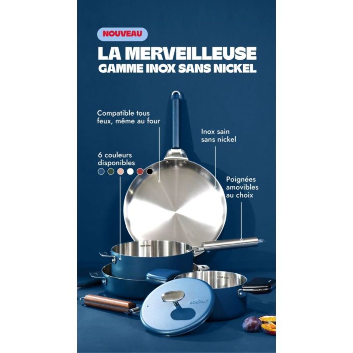 Casserole COOKUT LA MERVEILLEUSE  INOX 20CM - MYRTILLE