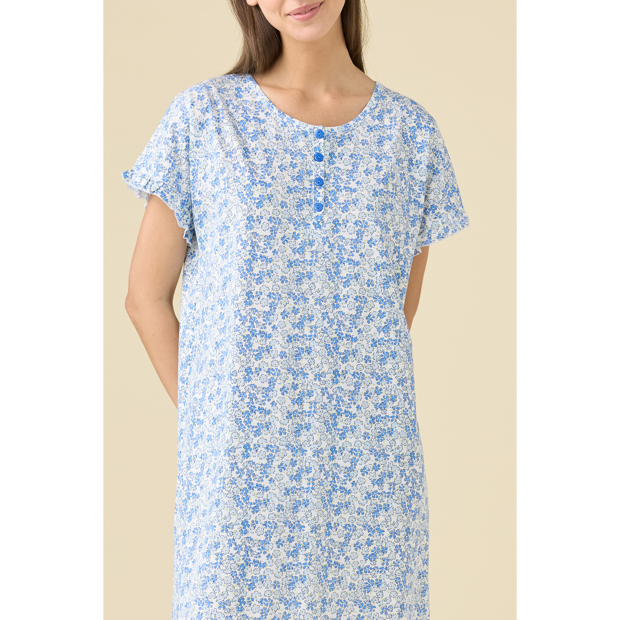 Camicia da notte donna estiva in cotone articolo bloom. Noidinotte