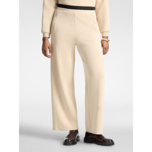 Elena Mirò - Pantalones palazzo en scuba mezcla modal - Beige