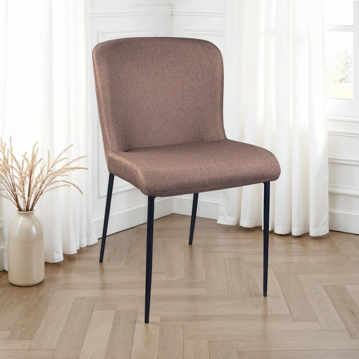 Lot de 2 chaises de salle à manger Tomasucci TRYUN, en tissu, marron, 59 × 49 × 82 cm