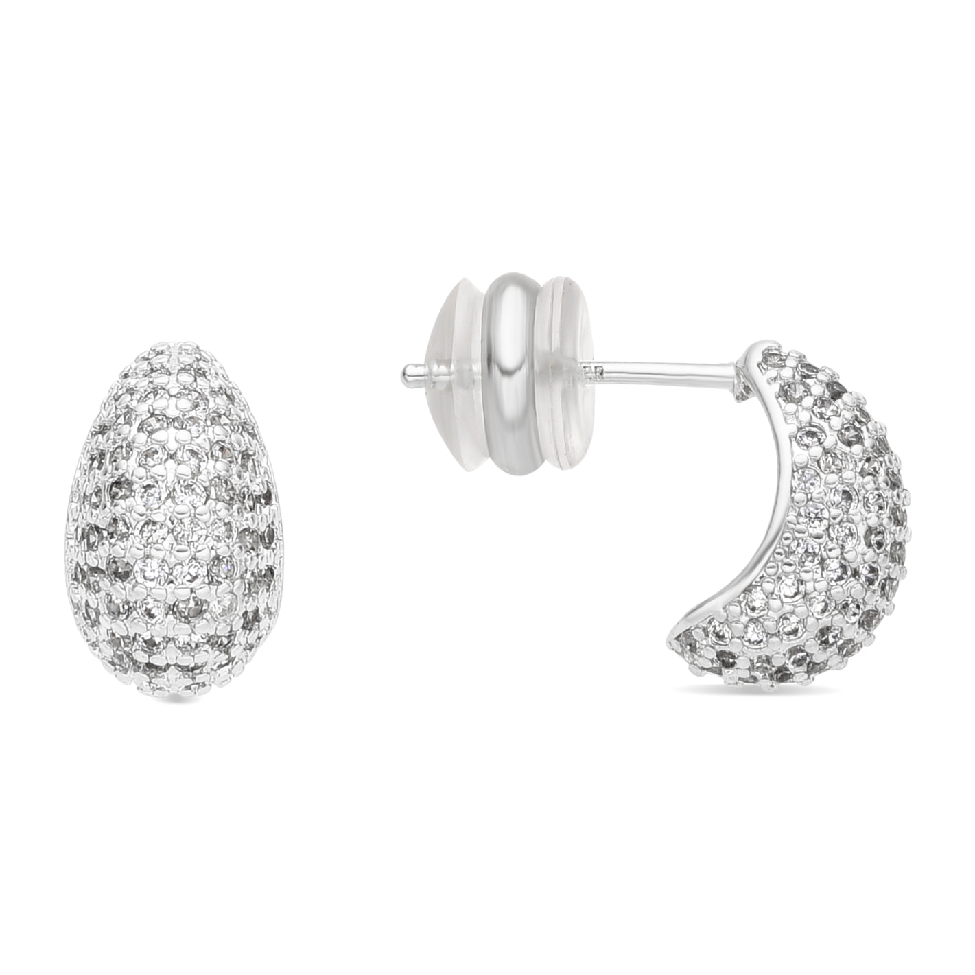 Pendientes acabado plata y Circonita Brillante