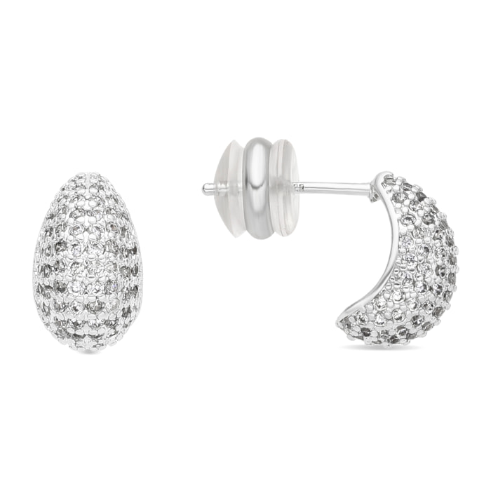 Pendientes acabado plata y Circonita Brillante