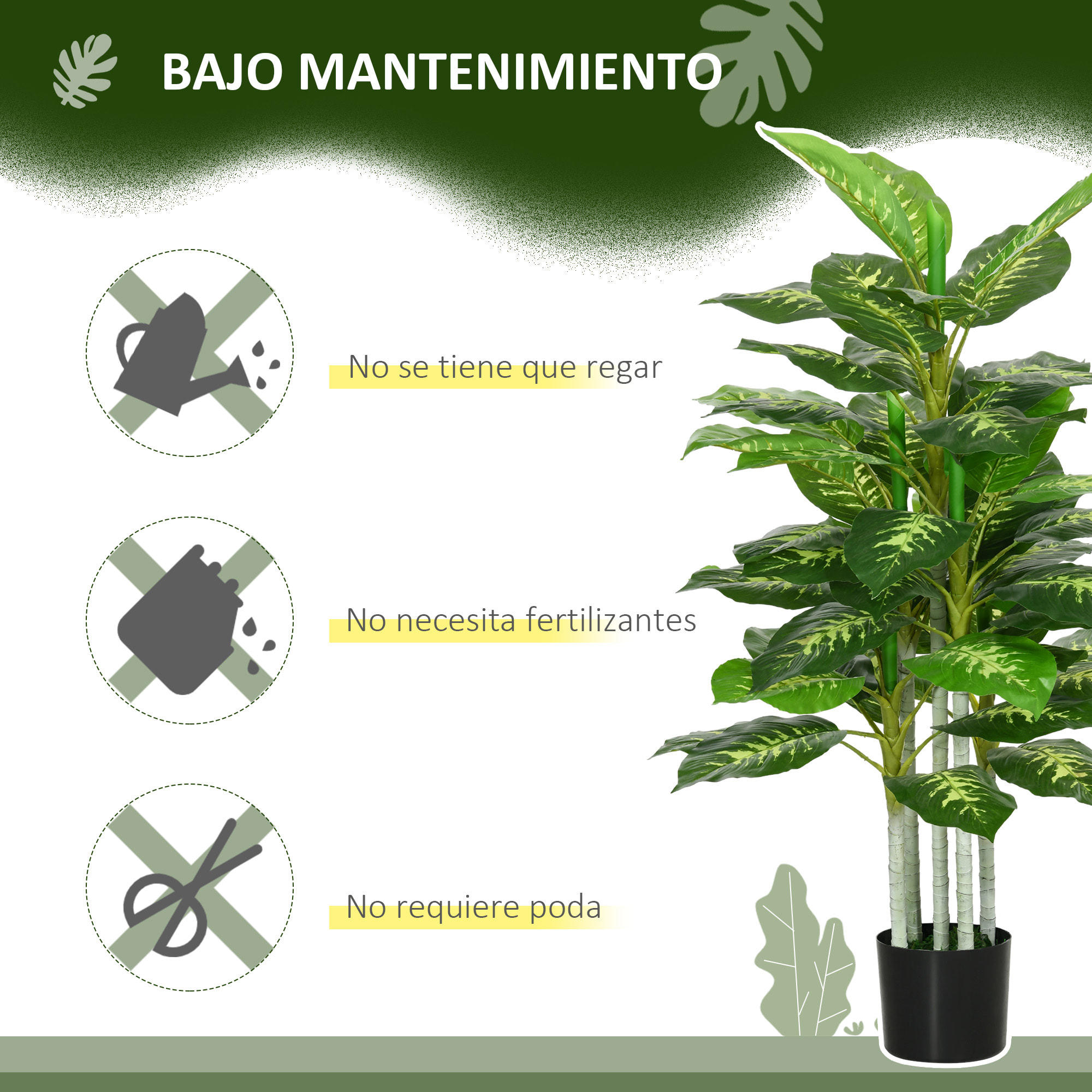 Árbol Artificial de Perenne 120 cm Planta Artificial Decorativa Grande Decoración para Hogar Oficina Balcón Dormitorio Verde