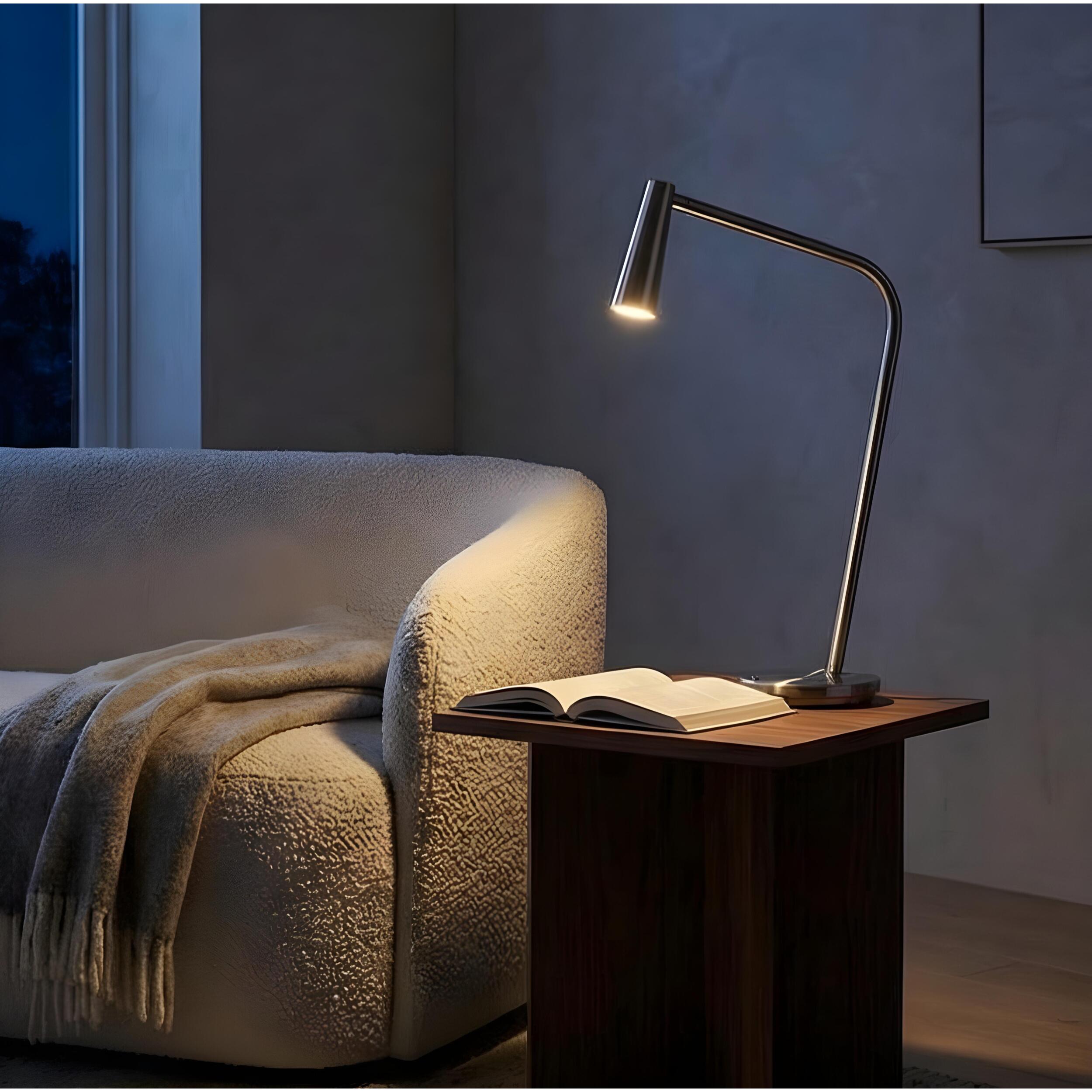 Ledsc4 LedsC4 - Lámpara de Sobremesa Interior LED Eficiente, Níquel Satinado, 121lm, 2700K, Diseño Moderno y Duradero, Serie Gamma