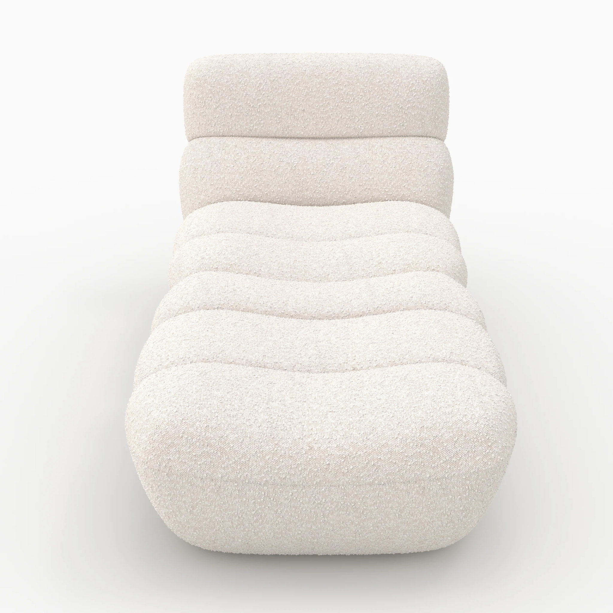 Ensemble fauteuil et pouf en tissu bouclé blanc - Teddy