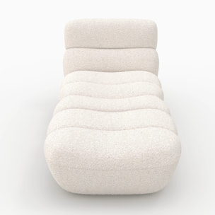 Ensemble fauteuil et pouf en tissu bouclé blanc - Teddy