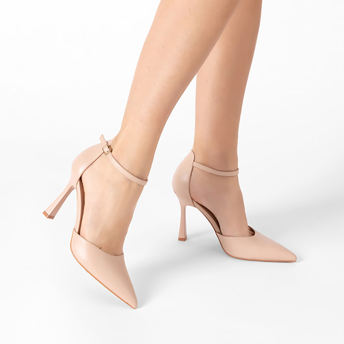 Décolleté open shank donna beige, tacco 10 cm