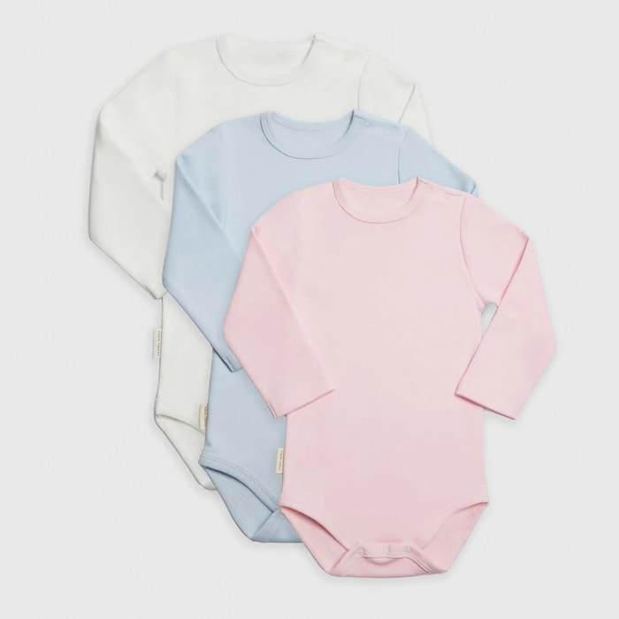 Confezione da 3 tutine basic a maniche lunghe per neonati