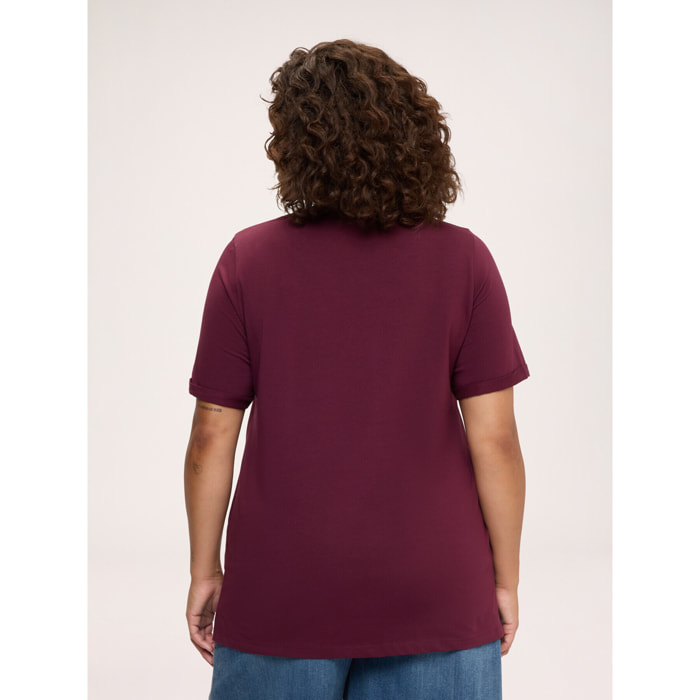 Fiorella Rubino - Camiseta de algodón con frase irónica - Burgundy