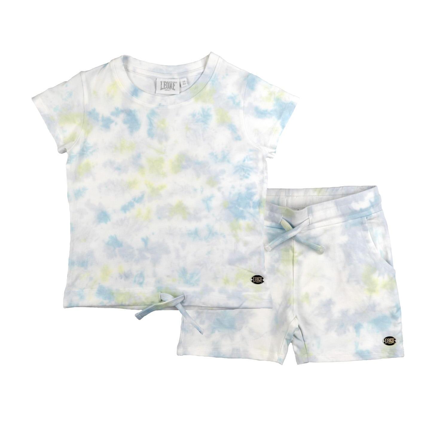 Set da bambina con t-shirt e pantaloncini in cotone Leone Rainbow