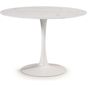 Table à manger ronde effet marbre 4 pers. - PRIMA