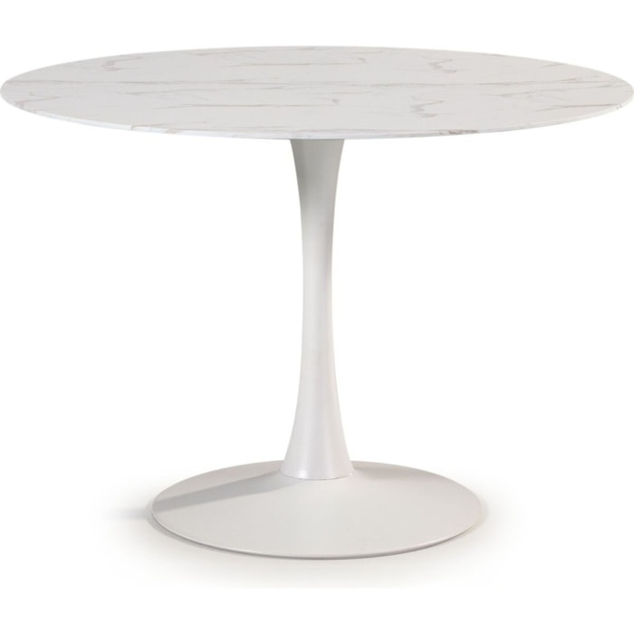 Table à manger ronde effet marbre 4 pers. - PRIMA