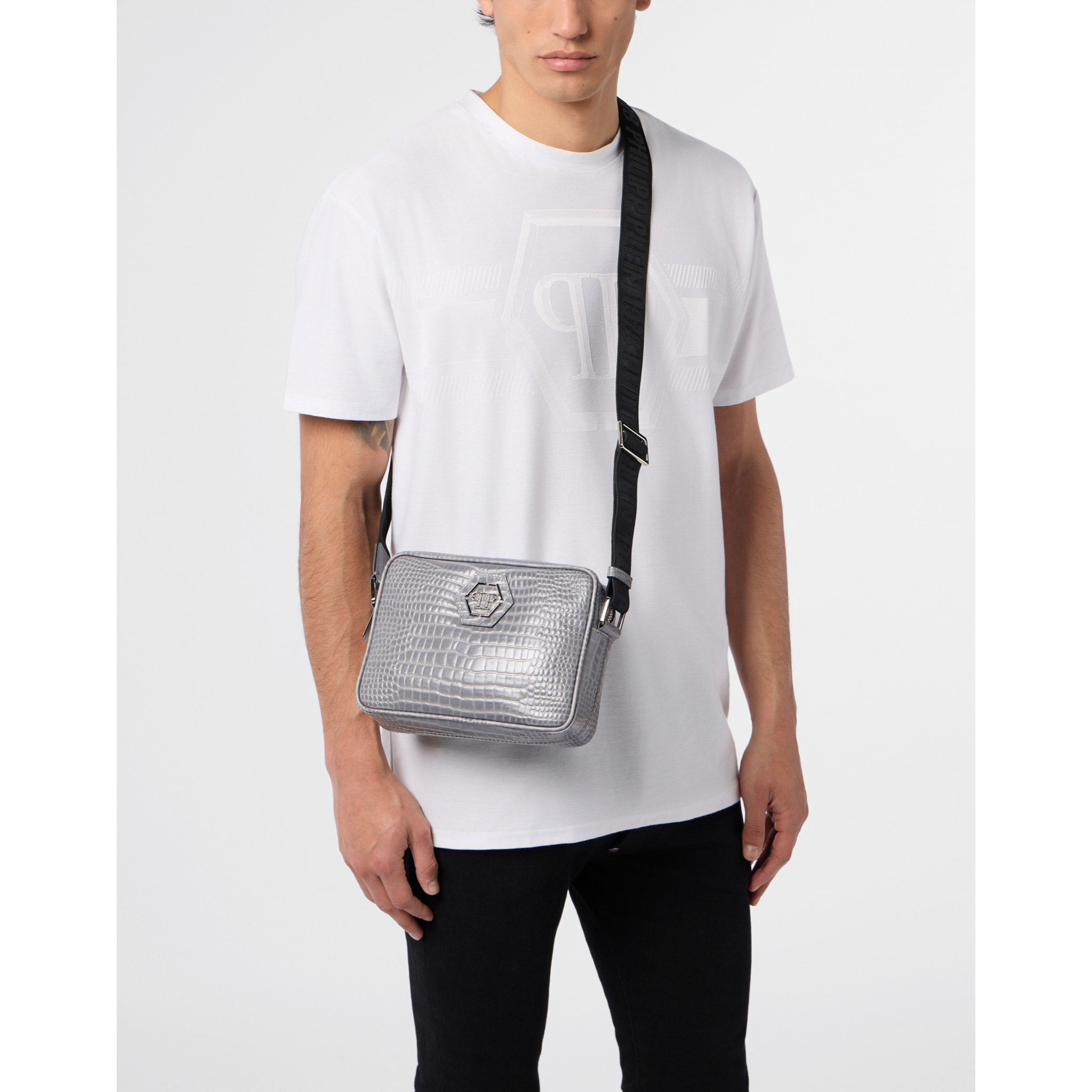 PHILIPP PLEIN Leather Laptop Bag Cocco