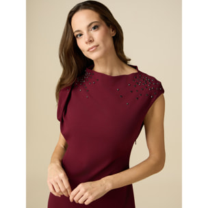 Oltre - Vestito midi con castoni - Bordeaux