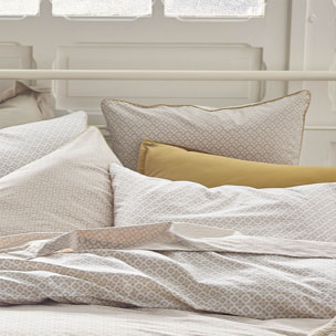 Housse de couette imprimée en percale de coton, ALBA, Beige