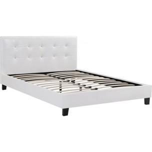 Lit double en pvc "Julia" - 140 x 190 cm - Blanc