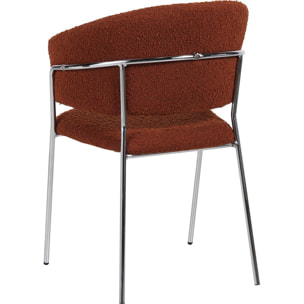 Lot de 2 chaises en tissu bouclé, piètement chromé - ISYA