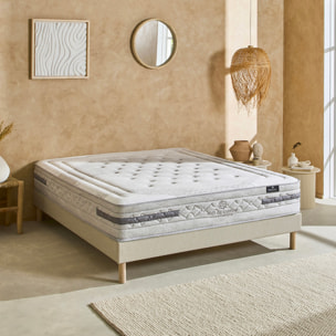 Ensemble Matelas Sérénade & Sommier Lino, 26 cm, Ressorts Ensachés Latex, Technologie Tri-Lattes, Soutien Ferme