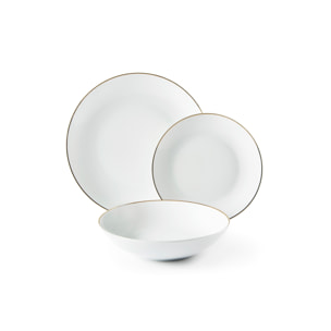 Service de table 18 pièces Excelsa – Golden, Porcelaine Blanc