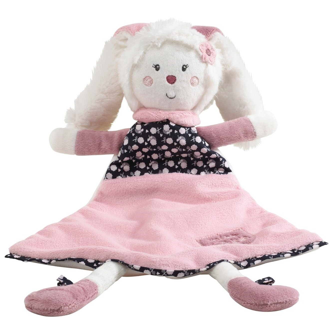 Doudou mouchoir lapin en velours blanc