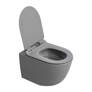 PixL WC suspendu en céramique sans bride Tornado Quiet et fixations invisibles + abattant frein de chute, gris (CEPX010RTORPGRM)