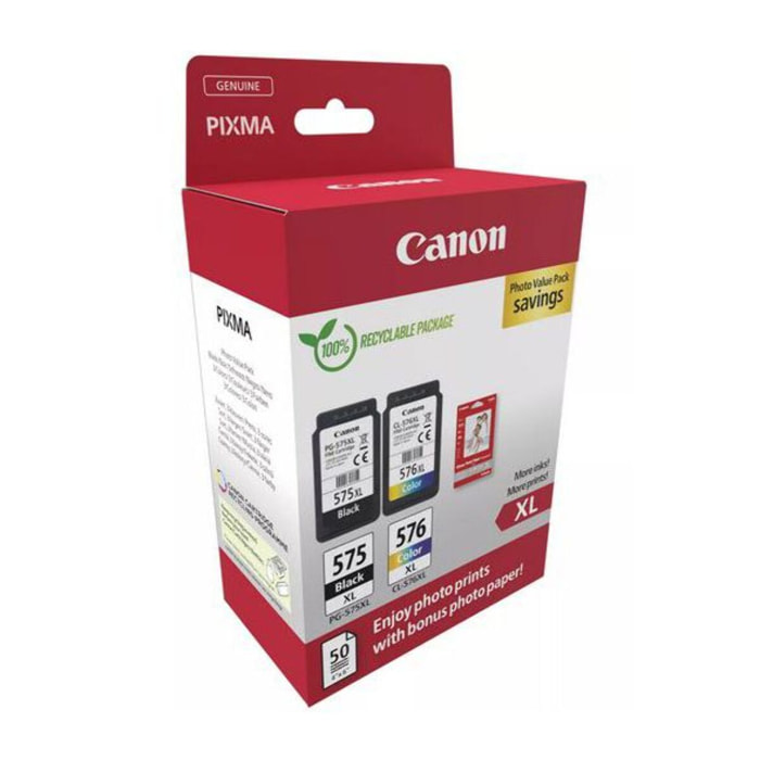 Cartouche d'encre CANON Pack de 2 Originales XL (PG-575 Noir + CL-576 Couleur) - 5889C005