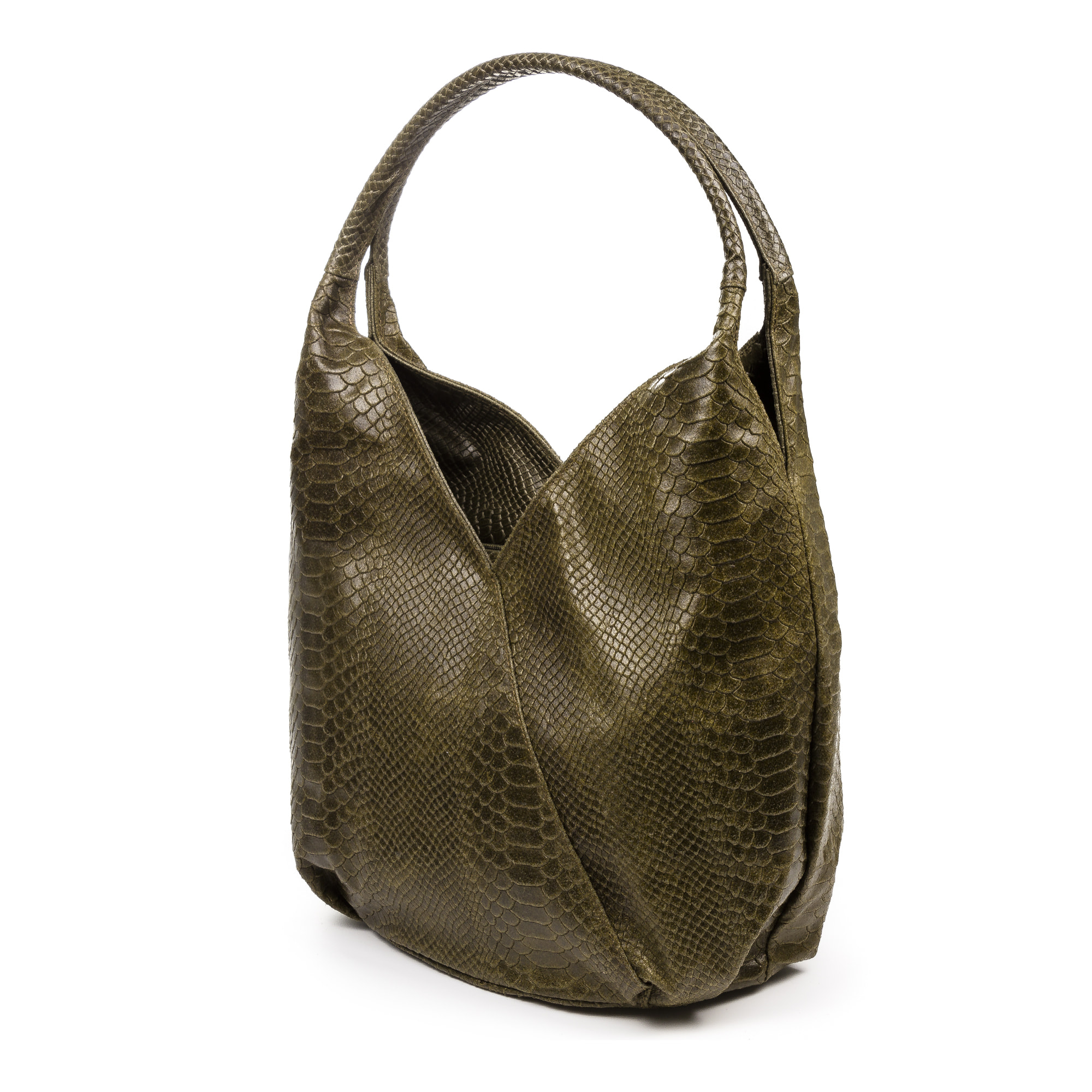 Jesi Bolso de hombro Mujer.Piel auténtica Gamuza Grabado Serpiente