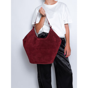 Borsa a spalla da donna - Modello Lisboa - Pelle Scamosciata - 27.0 x 38.0 x 21.5 cm