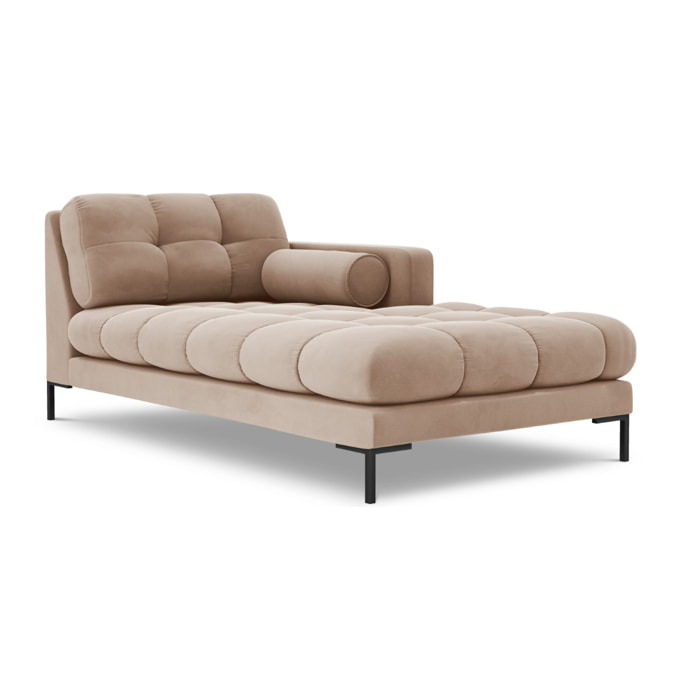 Méridienne droite "Bali" en velours beige